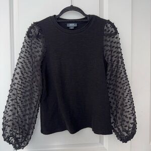 Maeve Black Sheer Sleeve Top